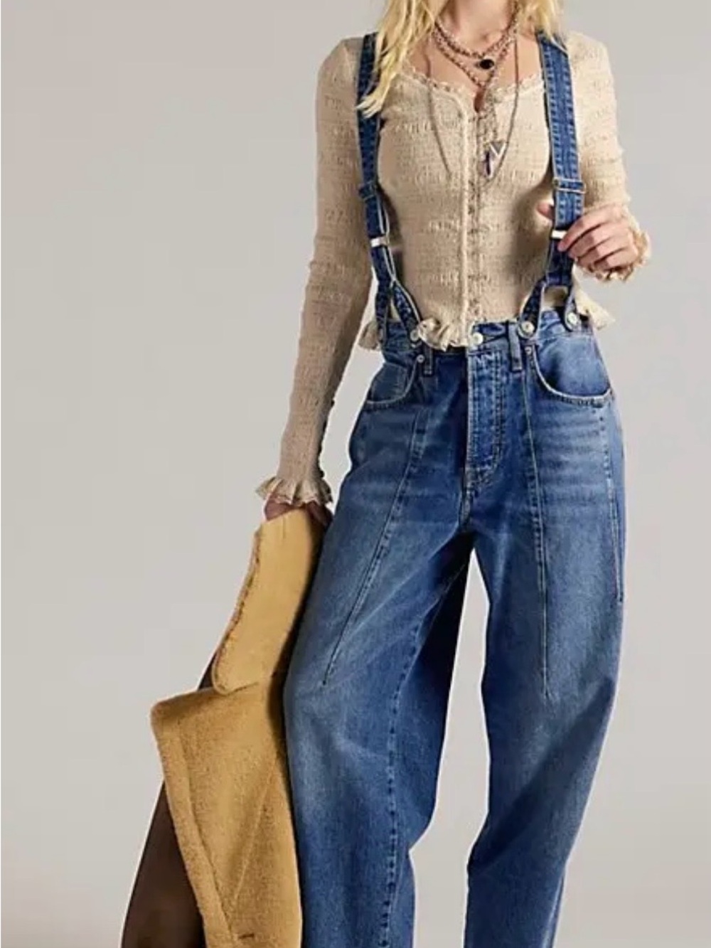 Free People we the free Berkley suspended jeans Overalls NWT 26